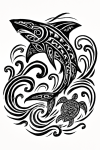 Tatouage Requin Maori et Tortue Tatouage Requin Maori et Tortue