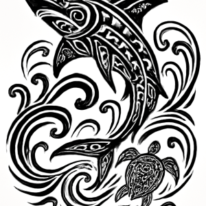 Tatouage Requin Maori et Tortue Tatouage Requin Maori et Tortue