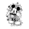 Tatouage Mickey Espiègle en Noir et Gris Tatouage Mickey Espiègle en Noir et Gris