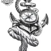 tatouage boussole temporaire avec ancre design nautique tatouage boussole temporaire avec ancre design nautique
