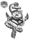 tatouage boussole temporaire avec ancre design nautique tatouage boussole temporaire avec ancre design nautique