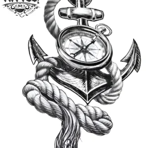 tatouage boussole temporaire avec ancre design nautique tatouage boussole temporaire avec ancre design nautique