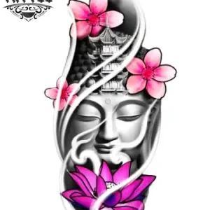Tatouage Bouddhisme Éphémère Bouddha Fleur de Cerisier