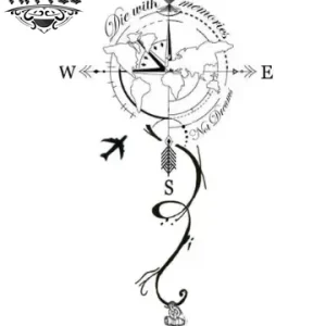 tatouage-ephemere-boussole-avec-carte-decorative tatouage-ephemere-boussole-avec-carte-decorative