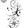 Tatouage boussole éphémère et horloge motif tendance Tatouage boussole éphémère et horloge motif tendance