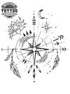tatouage ephemere boussole lune design unique et temporaire tatouage ephemere boussole lune design unique et temporaire