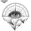tatouage-ephemere-boussole-oeil-design-unique tatouage-ephemere-boussole-oeil-design-unique