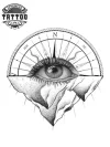 tatouage-ephemere-boussole-oeil-design-unique tatouage-ephemere-boussole-oeil-design-unique