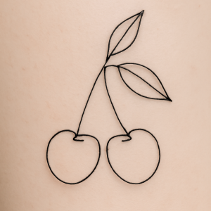 Tatouage Cerise Ligne Épurée tatouage-cerise-ligne-épurée
