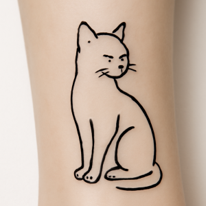 Tatouage Chat Élégant Minimaliste Tatouage Chat Élégant Minimaliste