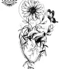 tatouage coeur humain fleur art corporel éphémère tendance