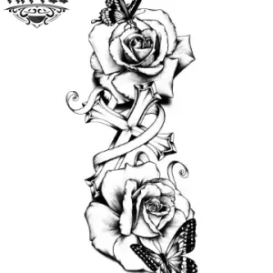 tatouage-croix-rose-design-floral-temporaire tatouage-croix-rose-design-floral-temporaire