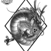 tatouage-dragon-ephemere-noir-blanc-style-dragon-ball