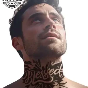 Tatouage temporaire écriture pour cou homme style originalité Tatouage temporaire écriture pour cou homme style originalité