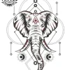 tatouage-ephemere-element-geometrique-elephant-tatouage-elephant tatouage-ephemere-element-geometrique-elephant-tatouage-elephant