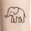 Tatouage Éléphant Minimaliste Fond Blanc