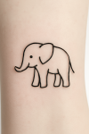Tatouage Éléphant Minimaliste Fond Blanc