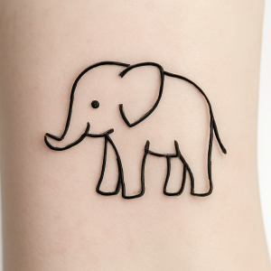 Tatouage Éléphant Minimaliste Fond Blanc Tatouage Éléphant Minimaliste Fond Blanc