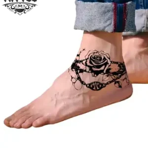 tatouage-ephemere-rose-noire-cheville-elegant-durable tatouage-ephemere-rose-noire-cheville-elegant-durable