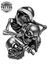 tatouage ephemere trois singes tete de mort design unique tatouage ephemere trois singes tete de mort design unique