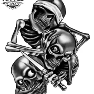 tatouage ephemere trois singes tete de mort design unique tatouage ephemere trois singes tete de mort design unique