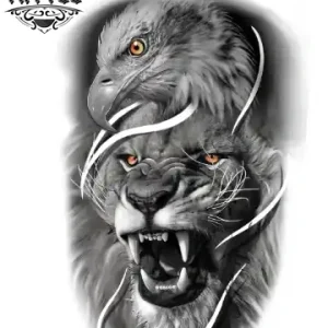 tatouage-ephemere-aigle-lion-design-imposant-sauvage tatouage-ephemere-aigle-lion-design-imposant-sauvage