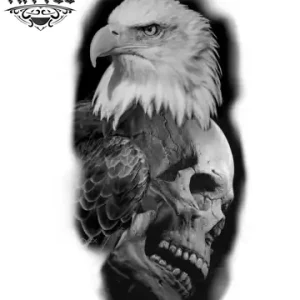tatouage-aigle-ephemere-design-audacieux-tete-de-mort tatouage-aigle-ephemere-design-audacieux-tete-de-mort