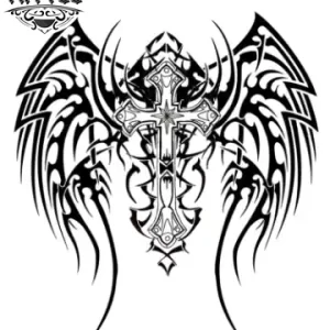 tatouage-ephemere-ailes-et-croix-design-unique tatouage-ephemere-ailes-et-croix-design-unique