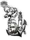 tatouage ancre bateau style marin éphémère waterproof tatouage ancre bateau style marin éphémère waterproof
