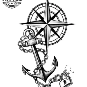tatouage éphémère ancre boussole nautique tatouage éphémère ancre boussole nautique