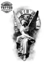 tatouage ephemere ange avec horloge temps aile divin art corporel tatouage ephemere ange avec horloge temps aile divin art corporel