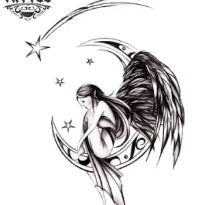 tatouage-ephemere-ange-sur-lune-mystique tatouage-ephemere-ange-sur-lune-mystique