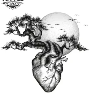 tatouage ephemere arbre avec coeur design nature romantique arbre tattoo