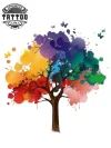 tatouage arbre éphémère coloré design temporaire nature vibrant tatouage arbre éphémère coloré design temporaire nature vibrant