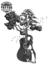 tatouage éphémère arbre guitare design musique arbre