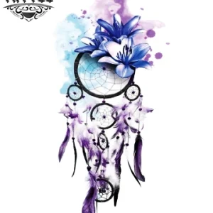 tatouage ephemere aquarelle attrape reves design original colore tatouage ephemere aquarelle attrape reves design original colore