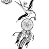 tatouage-éphémère-attrape-rêves-oiseau-design-boho-chic tatouage-éphémère-attrape-rêves-oiseau-design-boho-chic