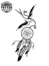 tatouage-éphémère-attrape-rêves-oiseau-design-boho-chic tatouage-éphémère-attrape-rêves-oiseau-design-boho-chic