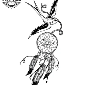 tatouage-éphémère-attrape-rêves-oiseau-design-boho-chic tatouage-éphémère-attrape-rêves-oiseau-design-boho-chic
