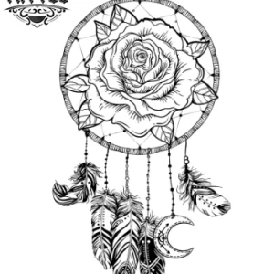tatouage éphémère attrape rêves design floral mystique rose tatouage éphémère attrape rêves design floral mystique rose