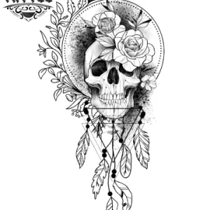 tatouage-ephemere-attrape-reves-tete-de-mort-design-unique tatouage-ephemere-attrape-reves-tete-de-mort-design-unique