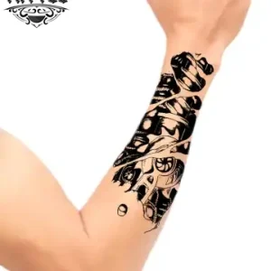 Tatouage avant bras éphémère biomécanique réaliste design futuriste Tatouage avant bras éphémère biomécanique réaliste design futuriste