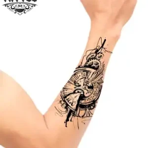 tatouage-ephemere-avant-bras-homme-motif-horloge-tendance tatouage-ephemere-avant-bras-homme-motif-horloge-tendance