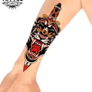 tatouage-ephemere-avant-bras-old-school-design-retro