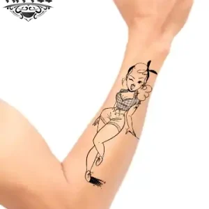 tatouage-avant-bras-ephemere-pin-up-retro-chic tatouage-avant-bras-ephemere-pin-up-retro-chic