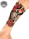 tatouage-avant-bras-ephemere-visage-femme-elegant tatouage-avant-bras-ephemere-visage-femme-elegant