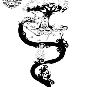 Tatouage Bouddhisme Ephémère Bouddha Tête de Mort Design