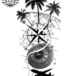 tatouage-ephemere-boussole-avion-design-unique-direction-aventure tatouage-ephemere-boussole-avion-design-unique-direction-aventure