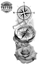 tatouage-ephemere-boussole-rose-design-unique