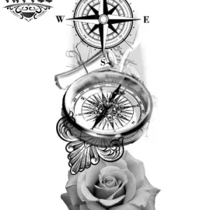 tatouage-ephemere-boussole-rose-design-unique tatouage-ephemere-boussole-rose-design-unique